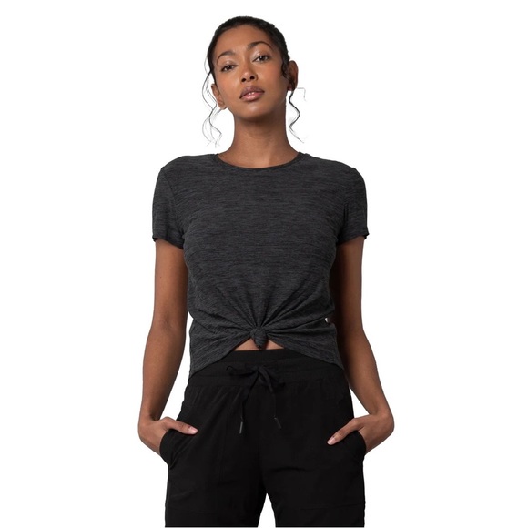 Activewear Cropped t-shirt short sleeves moss jersey fabric size small - Picture 1 of 7